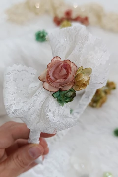 Venessia Vintage 03 Vincha rígida BB con moño encaje - comprar online