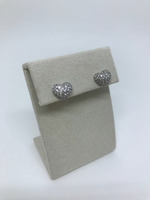 brinco prata 950 coração zirconia 4532
