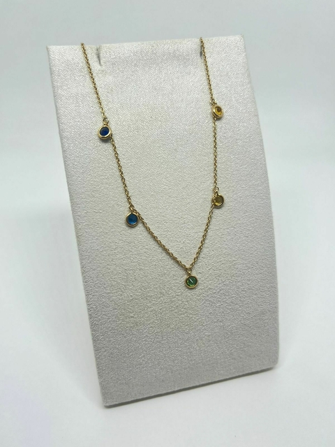 CHOKER PRATA 925 ZIRCONIAS COLORIDAS PENDURADAS 19180DR - comprar online