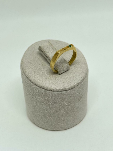 ANEL OURO 18K ABC ZIRCONIA VERDE 19108