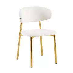B33-S21A/OW-D - SILLA OFF WHITE CHENILLE BASE DORADA - comprar online