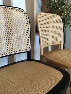 B33-K727-2/BN - SILLA MADERA DE HAYA NEGRA ESTERILLA RATAN NATURAL - tienda online