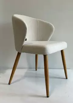 B33-DC9125BEM - SILLA TAPIZADA PANA BEIGE BASE MADERA - comprar online