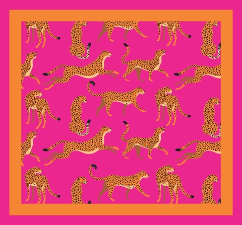 Lenço Onças Pink e Laranja