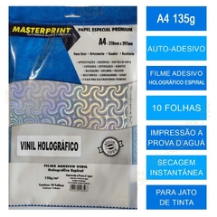 Filme Vinil Adesivo Holográfico Espiral 135g A4 10 folhas - Masterprint