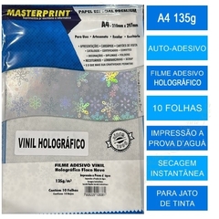 Filme Adesivo Vinil para Impressão Holográfico Floco de Neve 135g/m² A4 com 10 Folhas - Masterprint