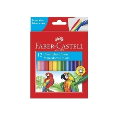 Caneta Hidrografica Colorir 12 Cores Faber Castell