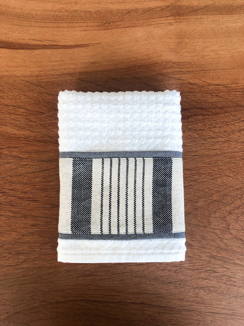 Pano de Copa Linen Stripe Marinho e Azul Marinho Estonado