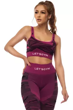 TOP LET'SGYM SEAMLESS SEM COSTURA LOGOMANIA PÚPURA