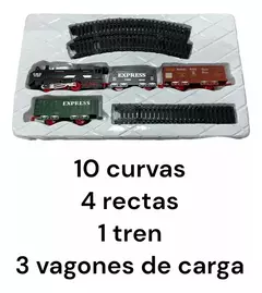 Pista De Tren A Pila Vías 1 Locomotora +3 Vagones - El Arca del Juguete