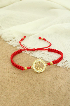 Pulsera silueta de virgen piedras en rojo - comprar online