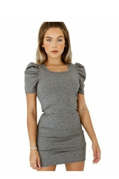 vestido manga princesa malha canelada - comprar online