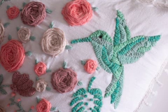 Almohadon Colibri - Bordado Mexicano y Origami