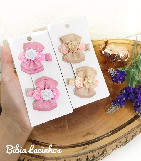 Par Hair Clip Flor 3D