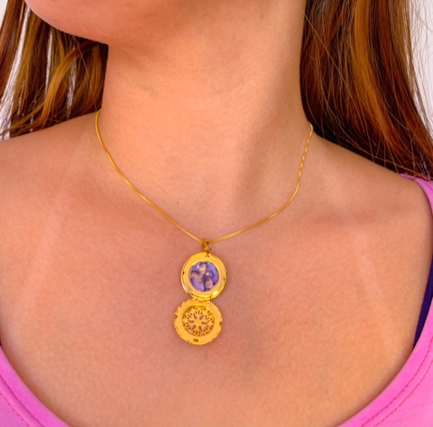 Relicário colar com foto