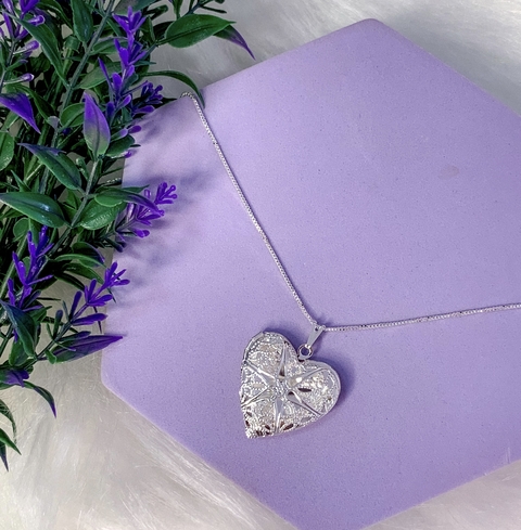 Relicario coração prata