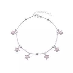 Pulsera de plata, Flores y Puntos de Luz fuccia en internet