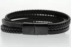 Pulsera negra cuero y acero quirúrgico Mod 34 en internet
