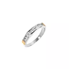 Anillo de Plata y Oro, medio sin fin con cubics