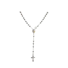 Rosario Plata 925 Medalla Virgen Milagrosa Cruz con Cristo