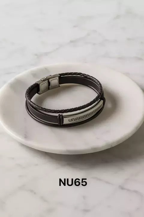 Pulsera de simil cuero combinado con acero (D15*1500)