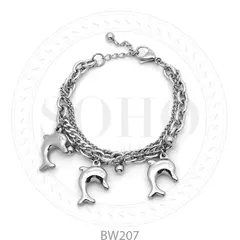 Pulsera de acero con dijes Delfines (D9*1500)