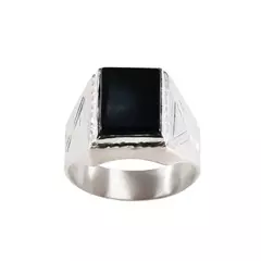 Anillo sello para caballero, de Plata 925 con Onix - A821