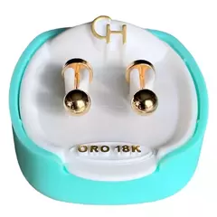 Aros Abridores Oro 18k Marca Ch, bolita 4 mm