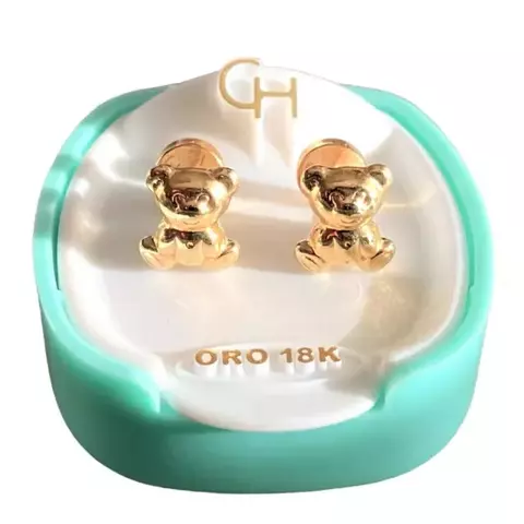 Aros Abridores Oro 18k Marca CH, Osito