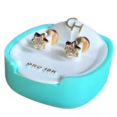 Aros Abridores Oro 18k Marca Ch, Estrella chica con cubic - comprar online