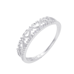 Anillo de Plata 925, Corazones con cubics 1,30g - comprar online