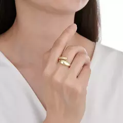 Anillos Plata 925, Enchapado en Oro, Ajustable Inflado con Cubics - 3,60g - comprar online