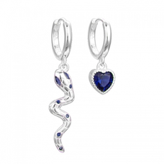 Aros Plata 925, Huggies de Serpiente y Corazón con cubic 12mm - 3,60g - comprar online