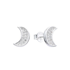 Aros Plata 925, luna con cubics - 1,50g