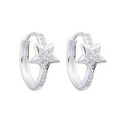 Aros de Plata 925 con cubics, modelo Huggies de Estrella 15mm - 2,50g