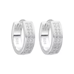 Aros Plata 925, Huggies con cubics 12mm - 2,50g