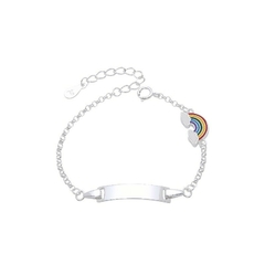 Pulsera de Plata 925 para grabar, con dije de arcoíris esmaltado - 3g
