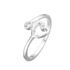 Anillo de Plata 925, Ajustable. Estetoscopio en Forma de Corazón y punto de luz 1.50g