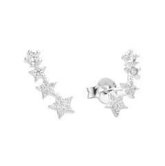 Aros Plata 925, tres estrellas con cubics - 1,20g