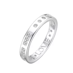 Anillo Plata 925 con Cubics y Grabado "LOVE" . Compromiso - 3,20g