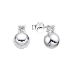 Aros Plata 925, Bolita de plata y cubic - 2g