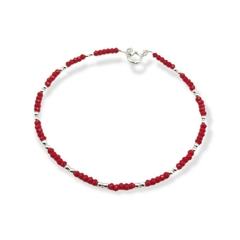 Pulsera de Plata 925 con cristales color rojo - 1,60g