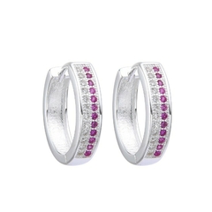 Aros de plata 925 Huggies con Circones 15MM - 3.21g