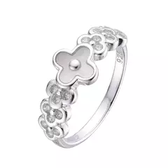 Anillo Plata 925, Flores con Nácar y cubics - 2,70g