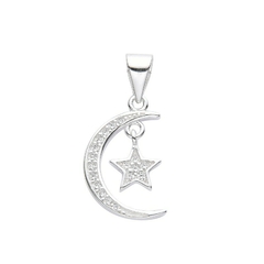 Dije Plata 925, Luna y Estrella con cubics - 1,20g