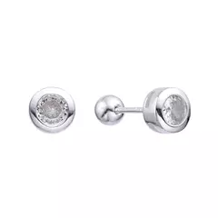 Aros Plata 925 con cubics, modelo susano, cierre a rosca - 2,05g