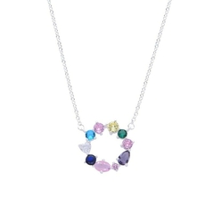 Gargantilla Plata 925, circulo cubics de colores - 4,85g