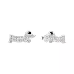 Aros Plata 925, Perrito Salchica con cubics - 2,10g