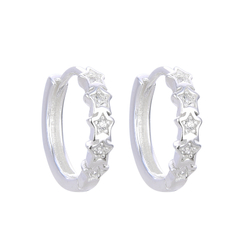 Aros Plata 925, Huggies estrellas con cubics 12mm - 1,50g - comprar online