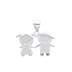 Dije Plata 925, Nene y Nena con cubics - 2,70g - comprar online